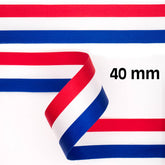 Rood wit blauw lint | 40 mm | per meter Lint RWBLINT-40MM-PM
